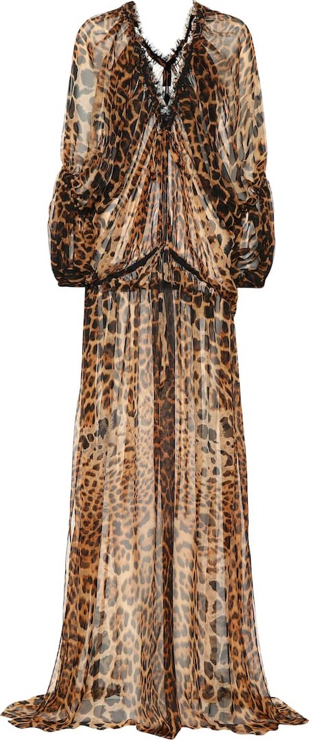 Saint Laurent Leopard silk maxi dress