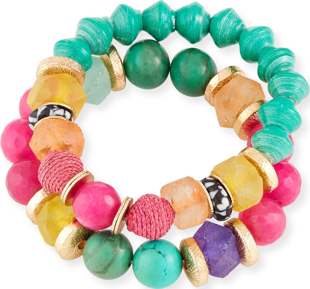 Akola Rainbow Bead Bracelets, Set of 2