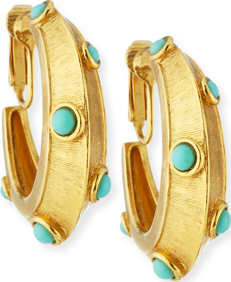 Jose & Maria Barrera Turquoise Clip-On Hoop Earrings