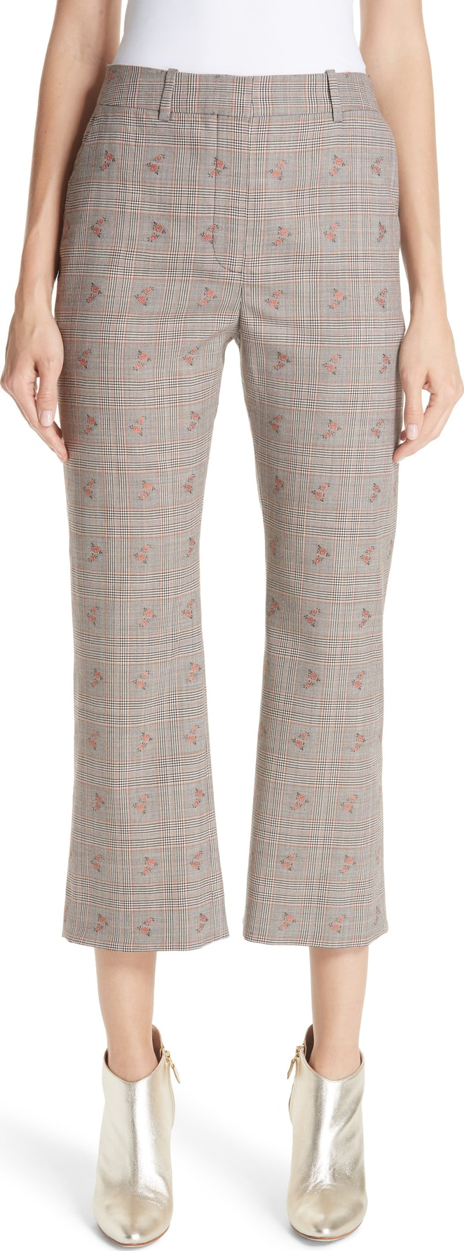 Altuzarra Adler Floral Plaid Crop Flare Pants