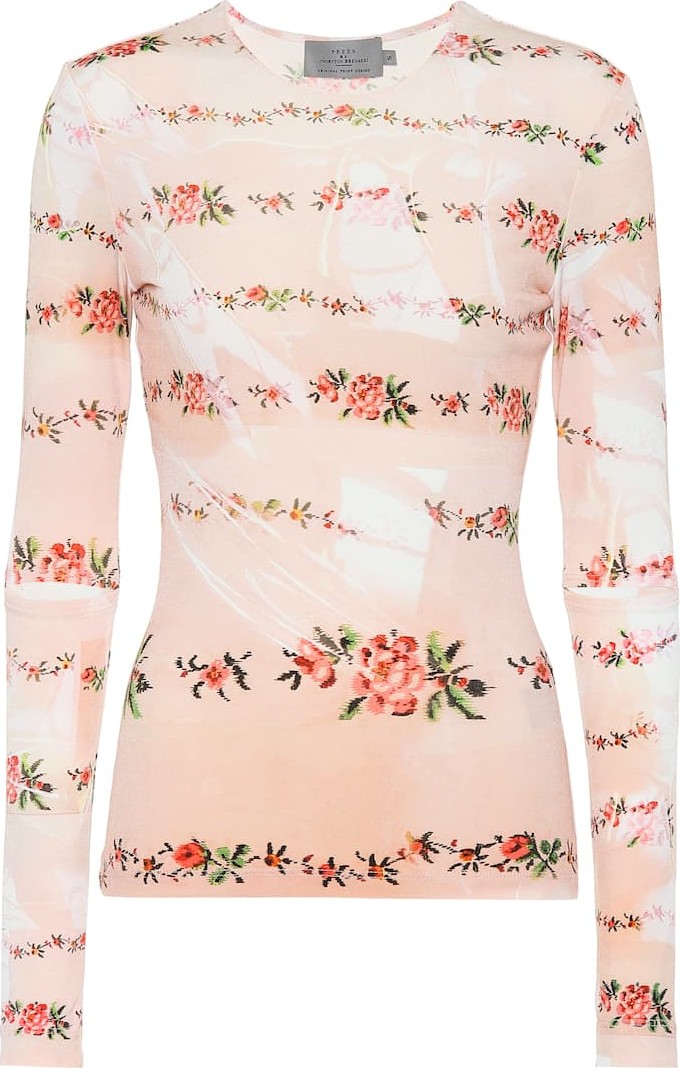 Preen Floral-printed stretch crêpe top