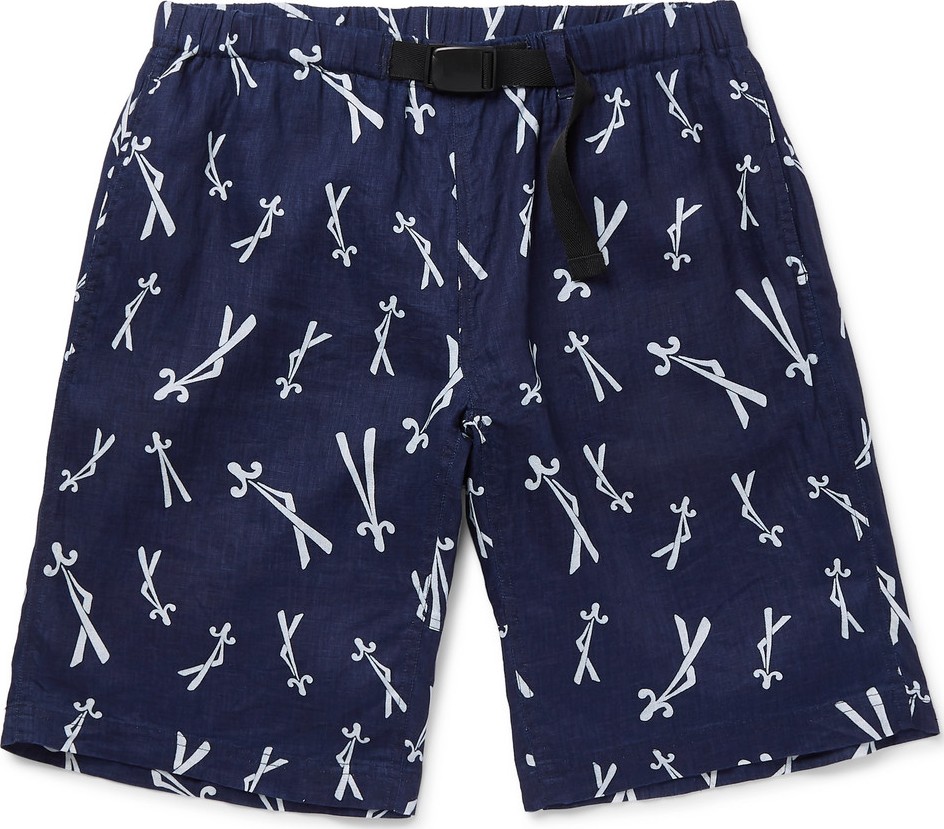 Blue Blue Japan Matsuba Wide-Leg Indigo-Dyed Linen Shorts