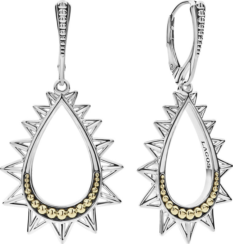 LAGOS KSL Silver & 18k Gold Spiked Pear Drop Earrings