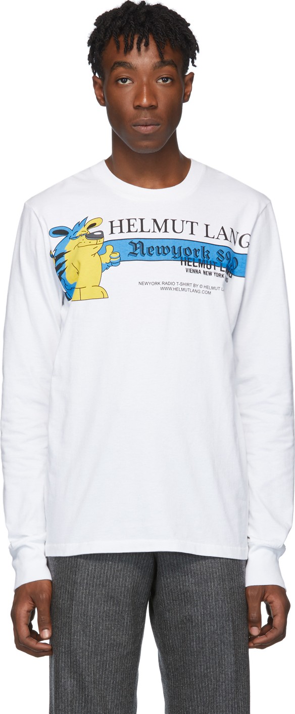 Helmut Lang White Standard Radio Long Sleeve T-Shirt