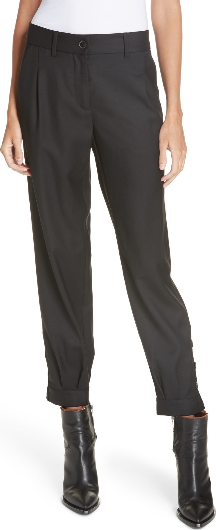 Nili Lotan Bertina Pleated Wool Crop Pants