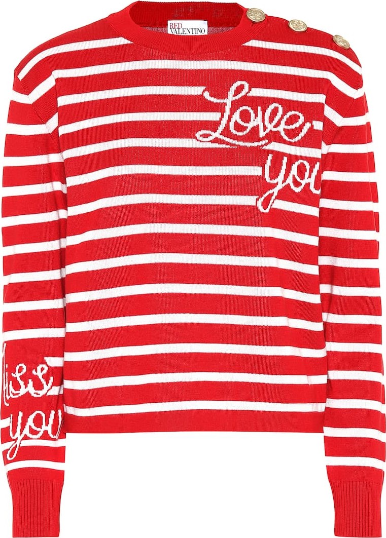 RED Valentino Striped cotton intarsia sweater