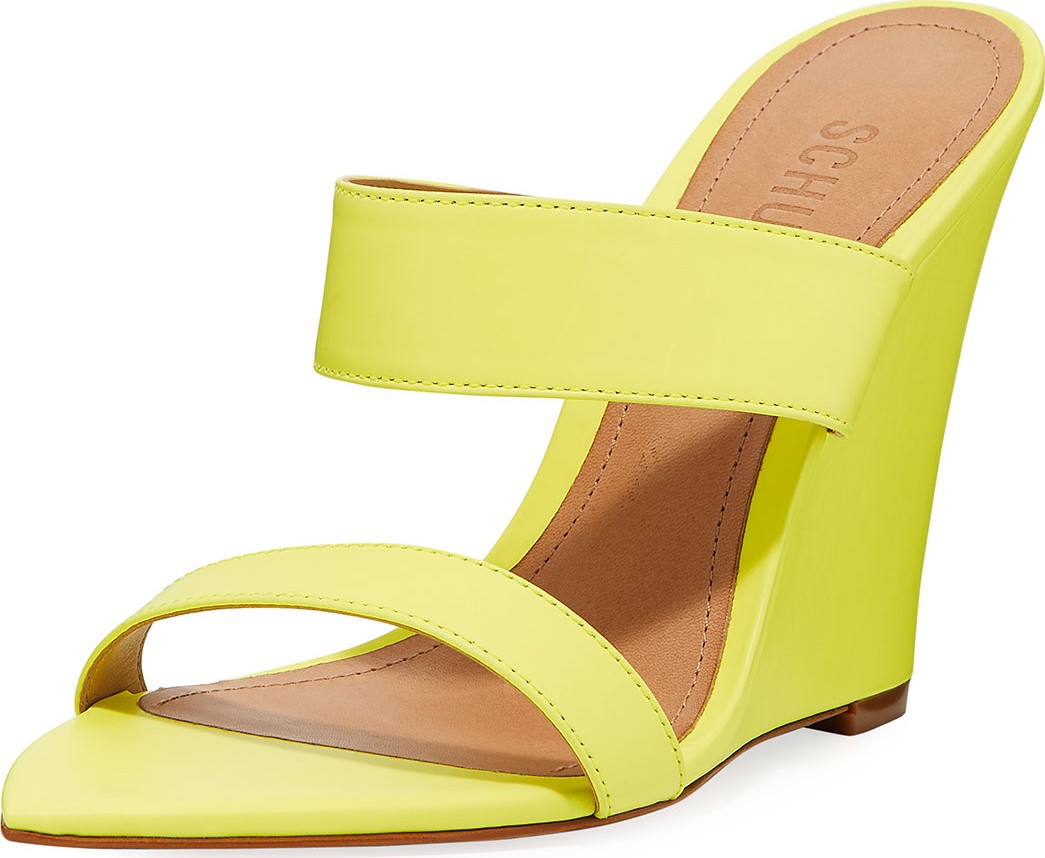 Schutz Soraya Leather Wedge Slide Sandals