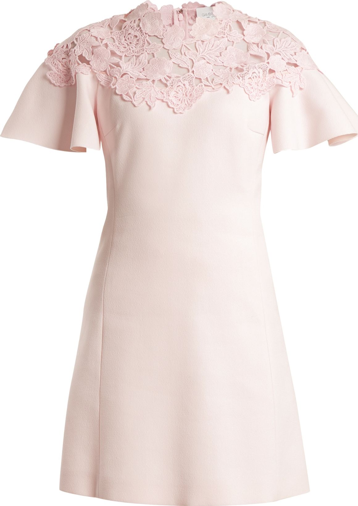 Giambattista Valli Macramé-trimmed fluted-sleeves crepe dress