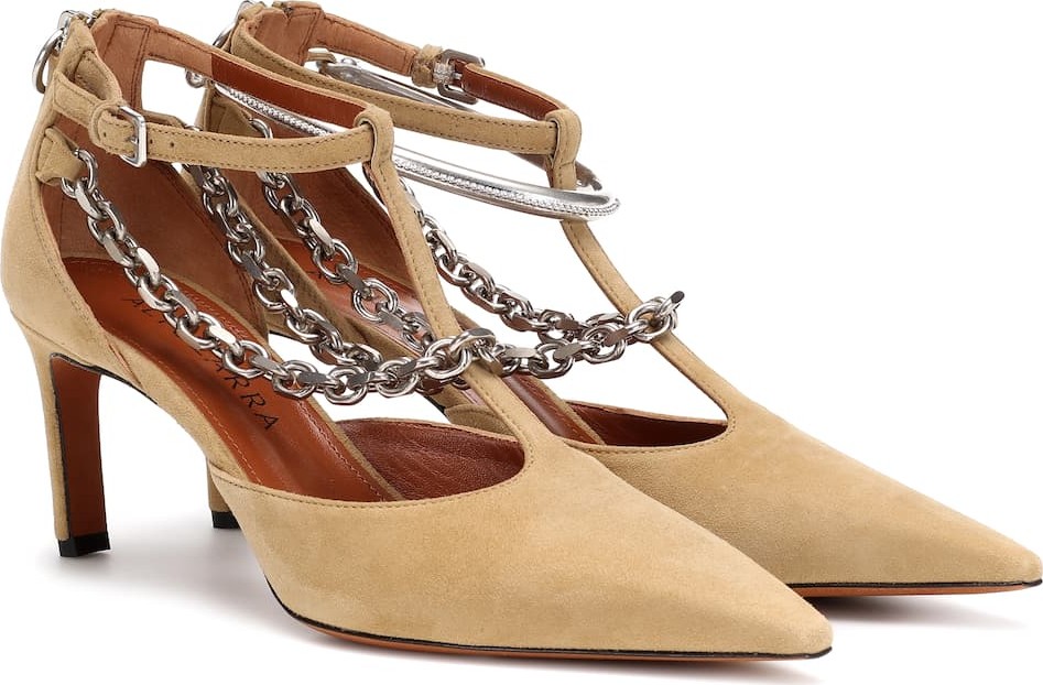 Altuzarra Chain-trimmed suede pumps