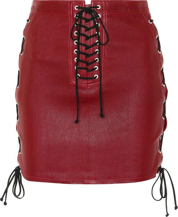Unravel Lace-up leather skirt