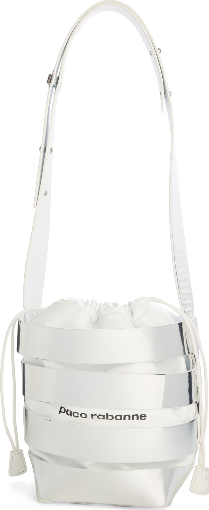 Paco Rabanne Metallic Mirror Cage Faux Leather Hobo Bag