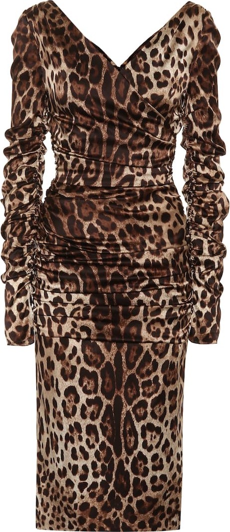 Dolce & Gabbana Leopard stretch silk satin dress