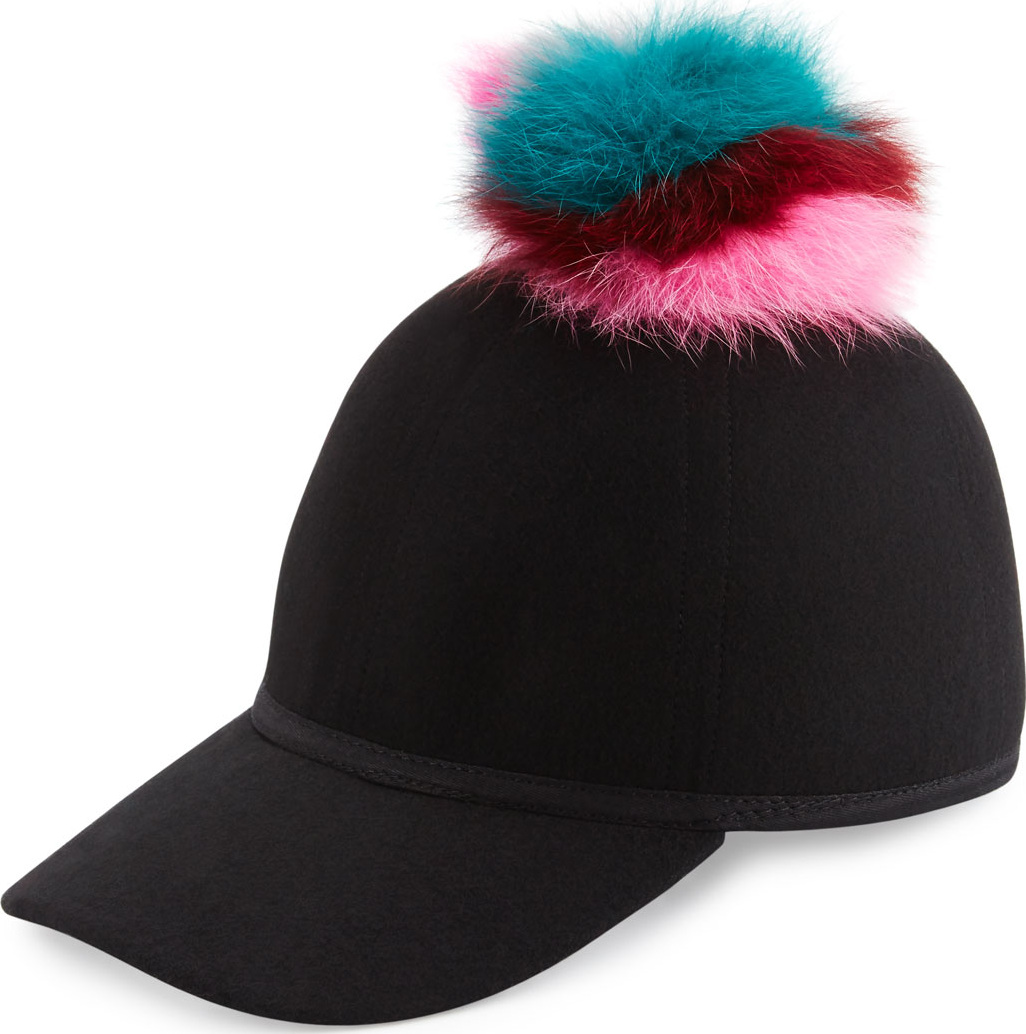 Charlotte Simone Sass Single-Pom Wool Felt Baseball Cap