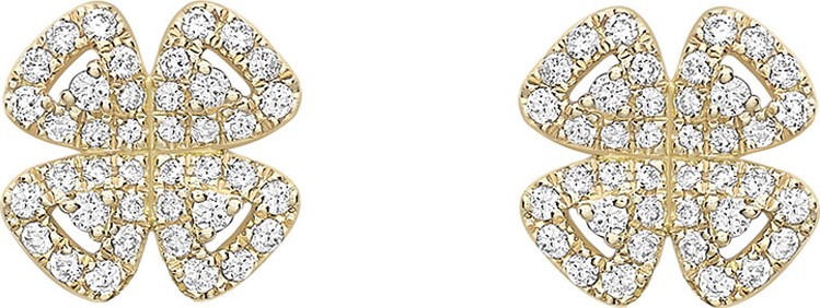 Kiki McDonough 18k Gold Diamond Clover Stud Earrings
