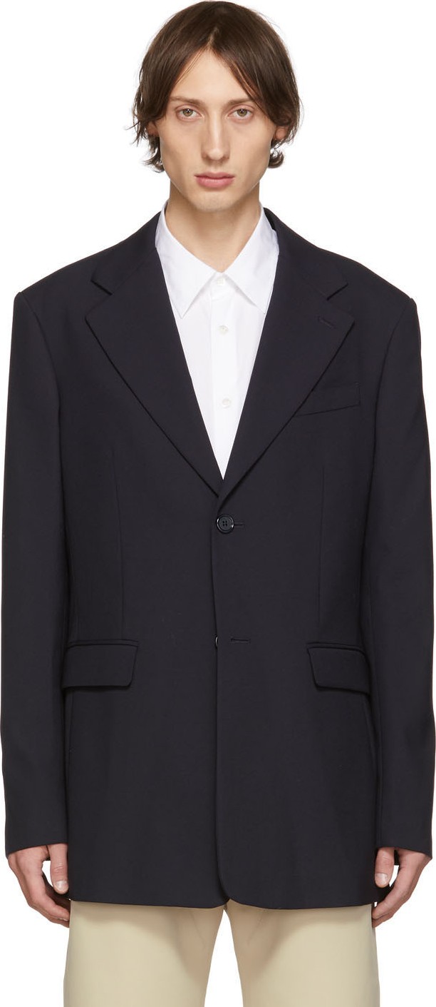 Raf Simons Navy Single-Breasted Fitted Blazer