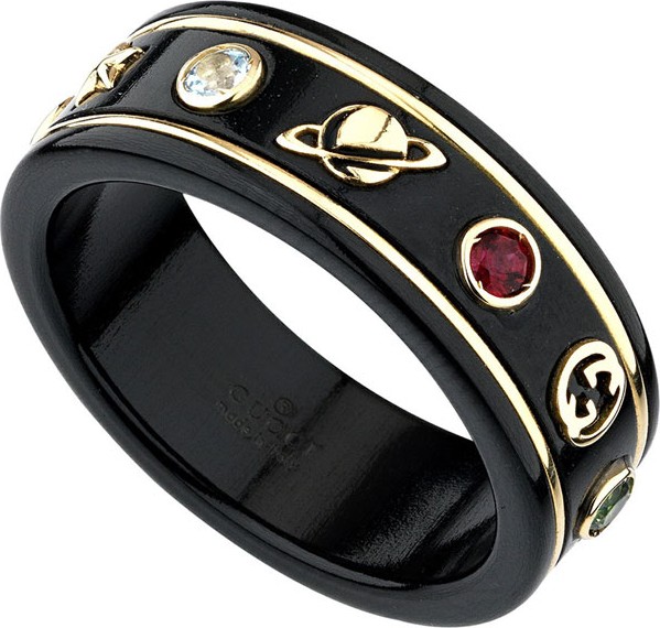 Gucci Icon Band Ring in Black, Size 6.75