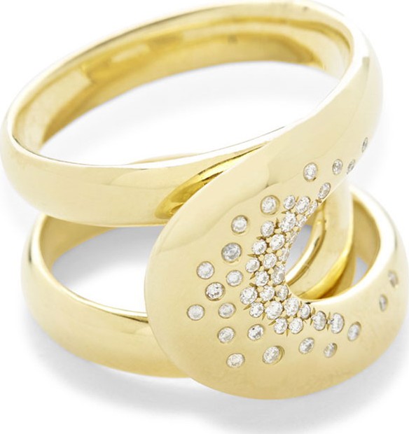 IPPOLITA 18K Cherish Overlapping Link Ring with Diamonds  Size 7