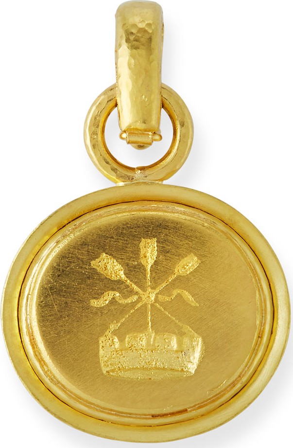 Elizabeth Locke 18k Gold Arrow & Castle Pendant