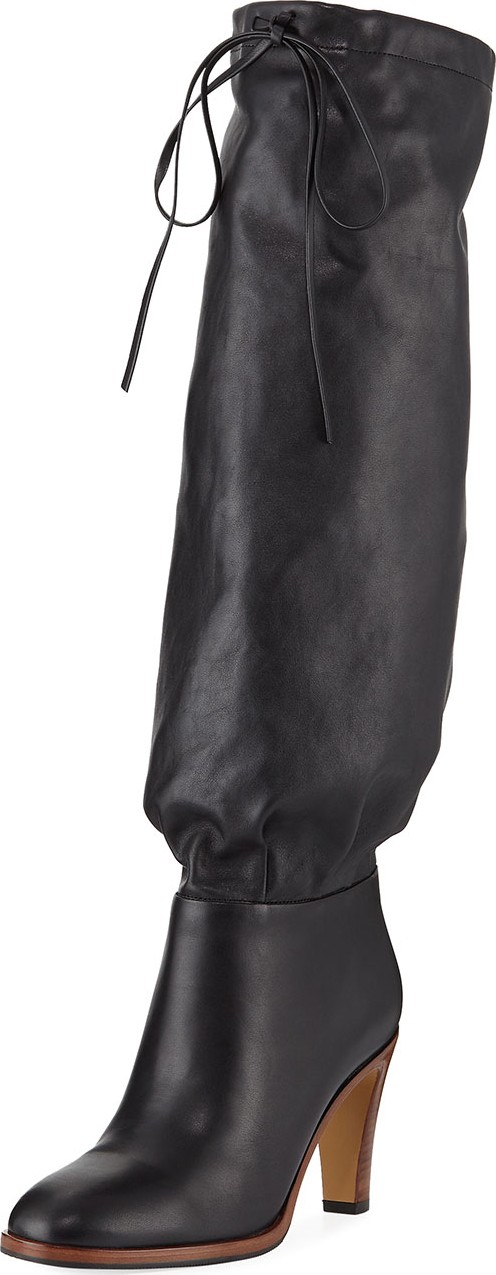 Gucci Leather Self-Tie Knee Boots