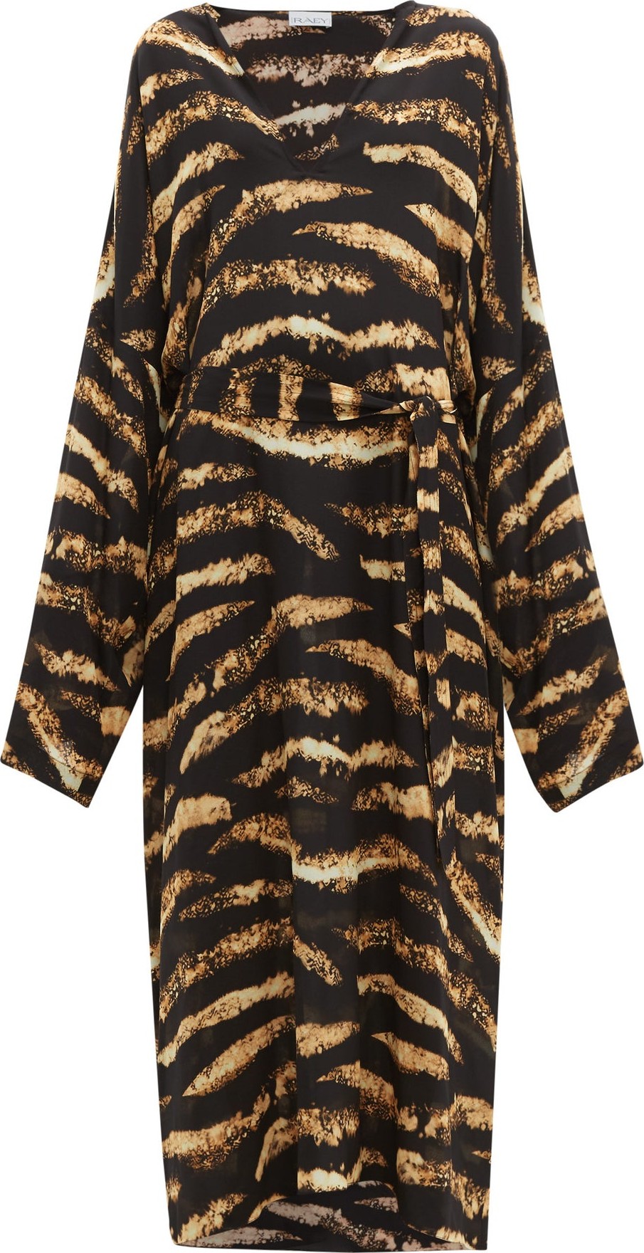 Raey Kimono-sleeve bleached tiger-print silk dress