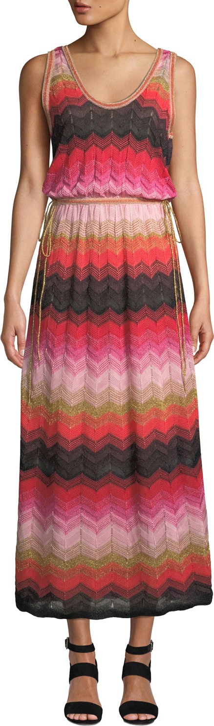 M Missoni Sleeveless Long Chevron Knit Gown