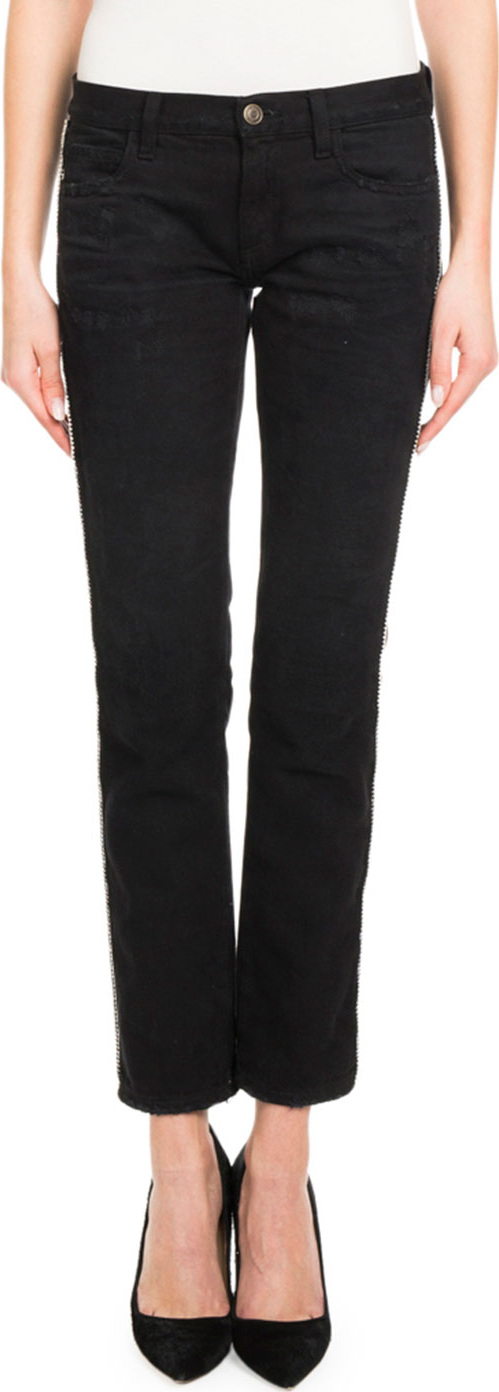 Redemption Crystal-Side Low-Rise Skinny Jeans