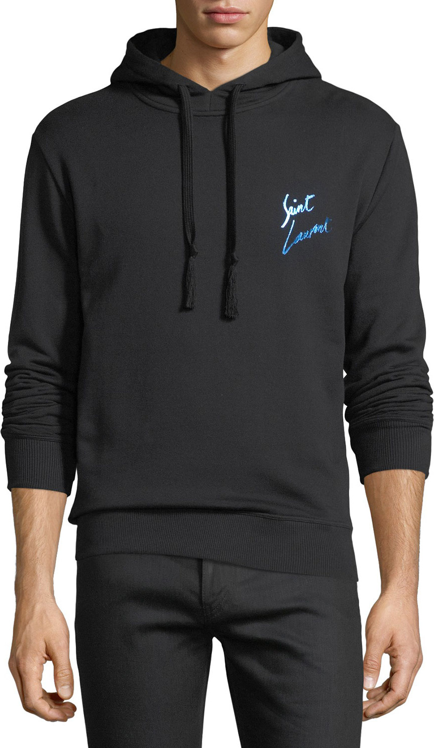 Saint Laurent Metallic Logo Cotton Hoodie