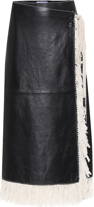 STAND STUDIO Eve fringe-trimmed leather skirt