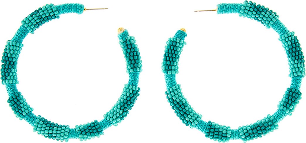 Oscar De La Renta Bead Embellished Hoop Earrings