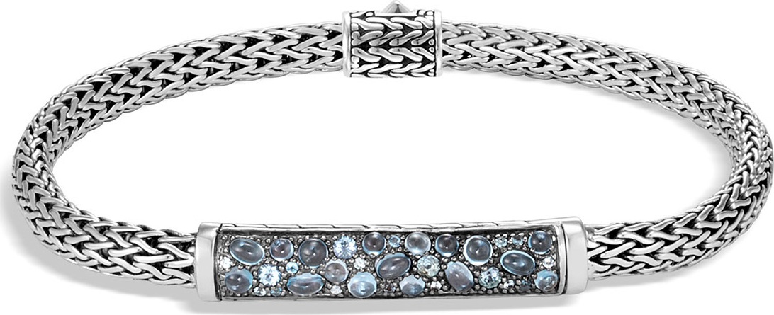 John Hardy Classic Chain Silver Stone Station Bracelet - 6.5mm