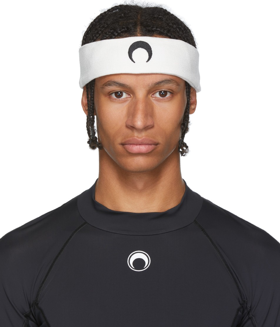 Marine Serre White Knit Moon Headband