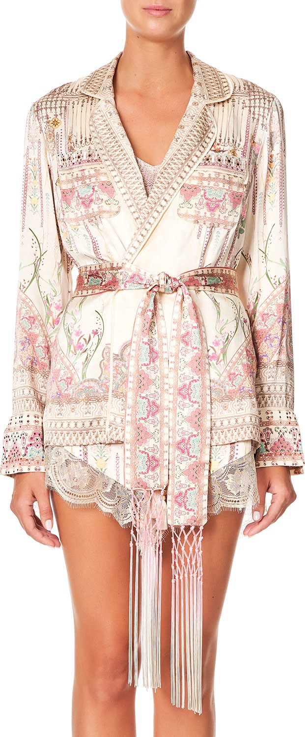 Camilla Tie-Waist Pajama Suit Jacket