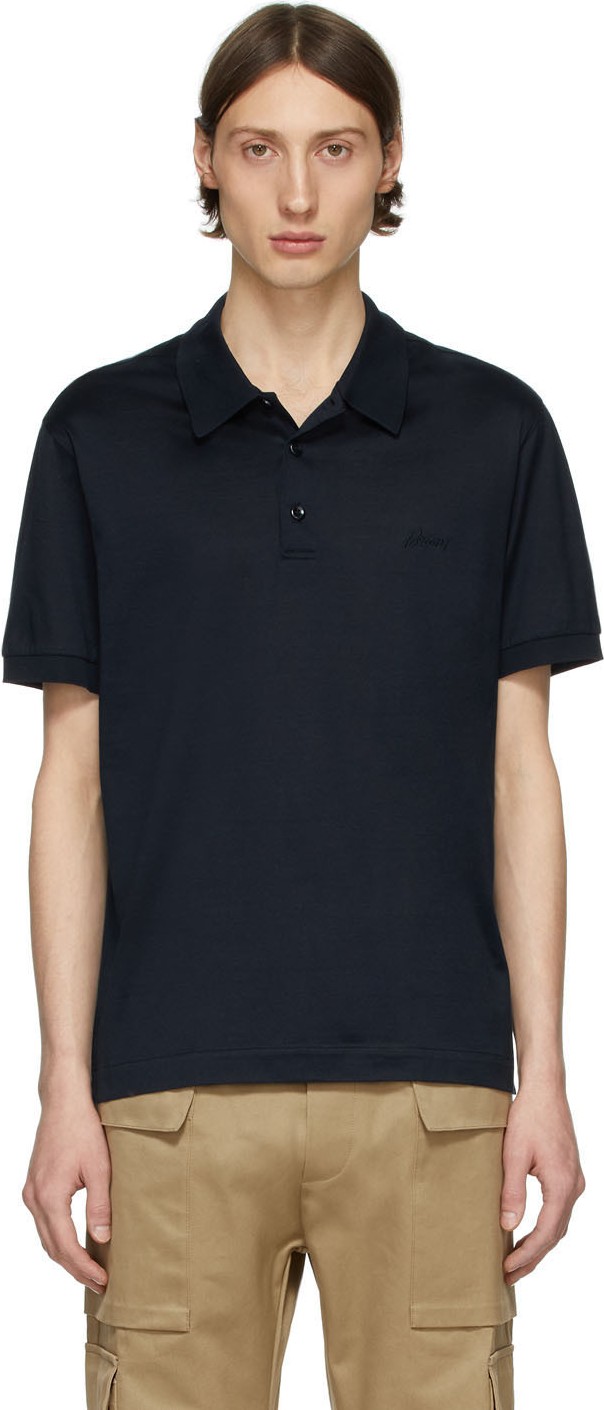 Brioni Navy Logo Polo