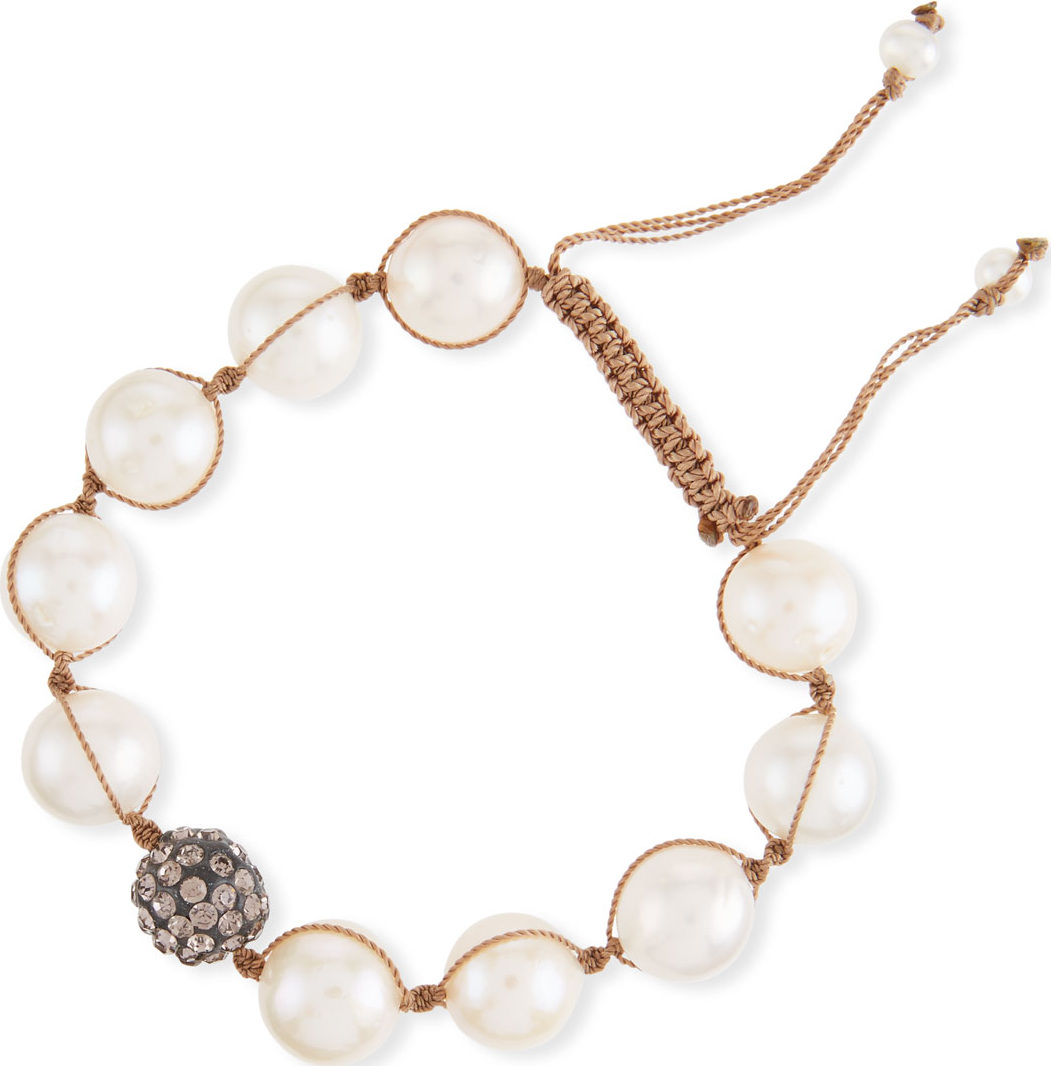 Margo Morrison Adjustable Baroque Pearl & Crystal Toggle Bracelet