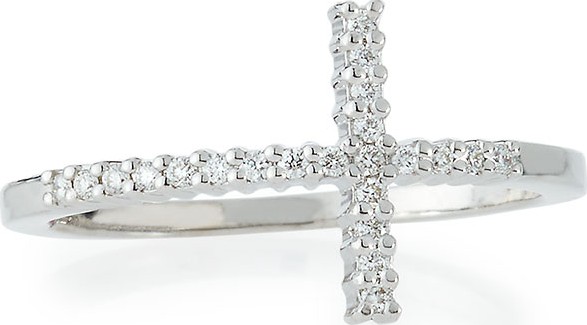Roberto Coin White Gold Diamond Cross Ring