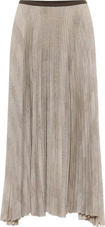 Polo Ralph Lauren Pleated houndstooth midi skirt