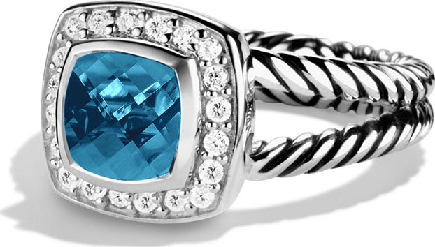 David Yurman Petite Albion Ring with Hampton Blue Topaz and Diamonds