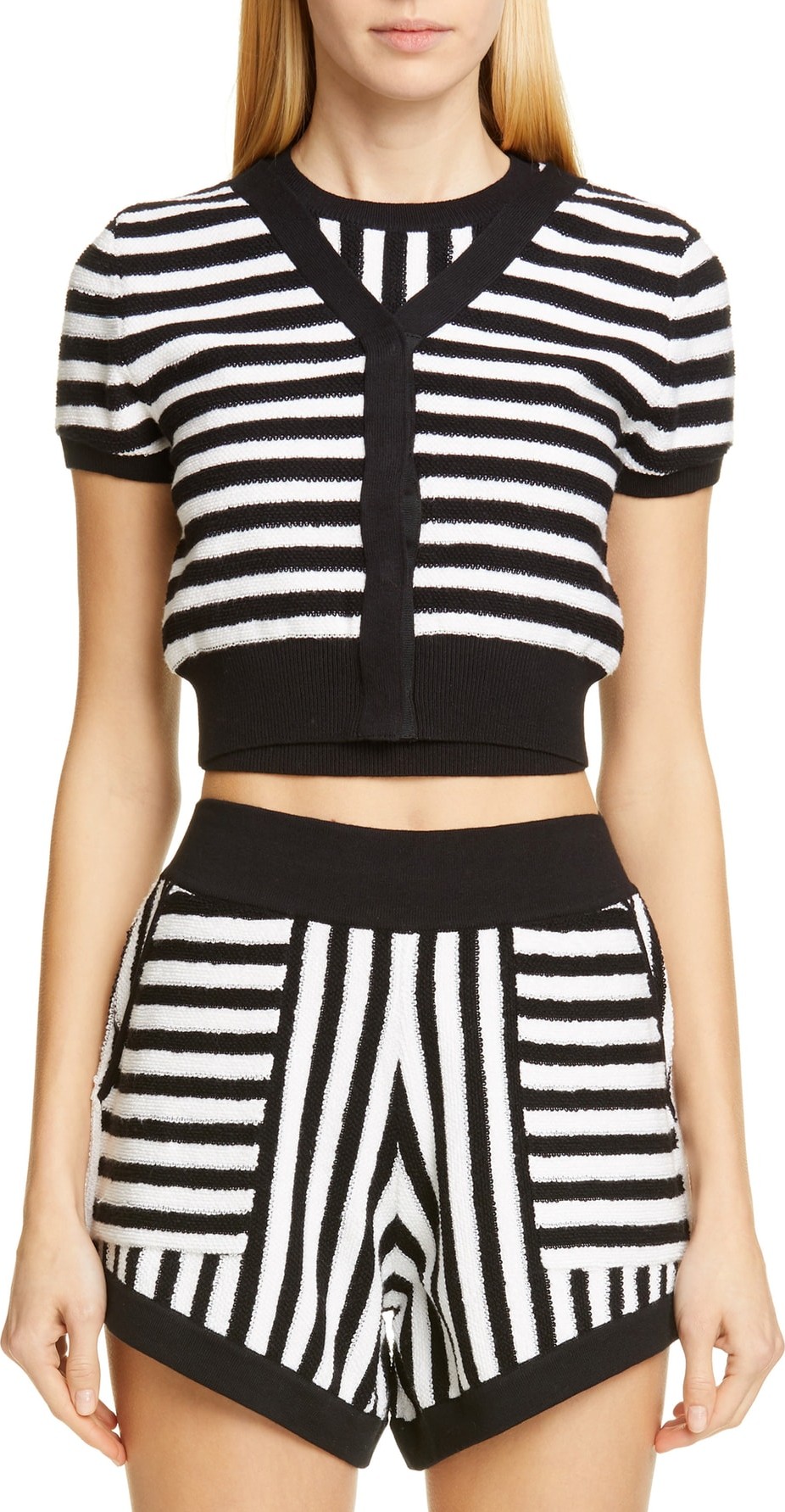 Victor Glemaud Short Sleeve Crop Cardigan