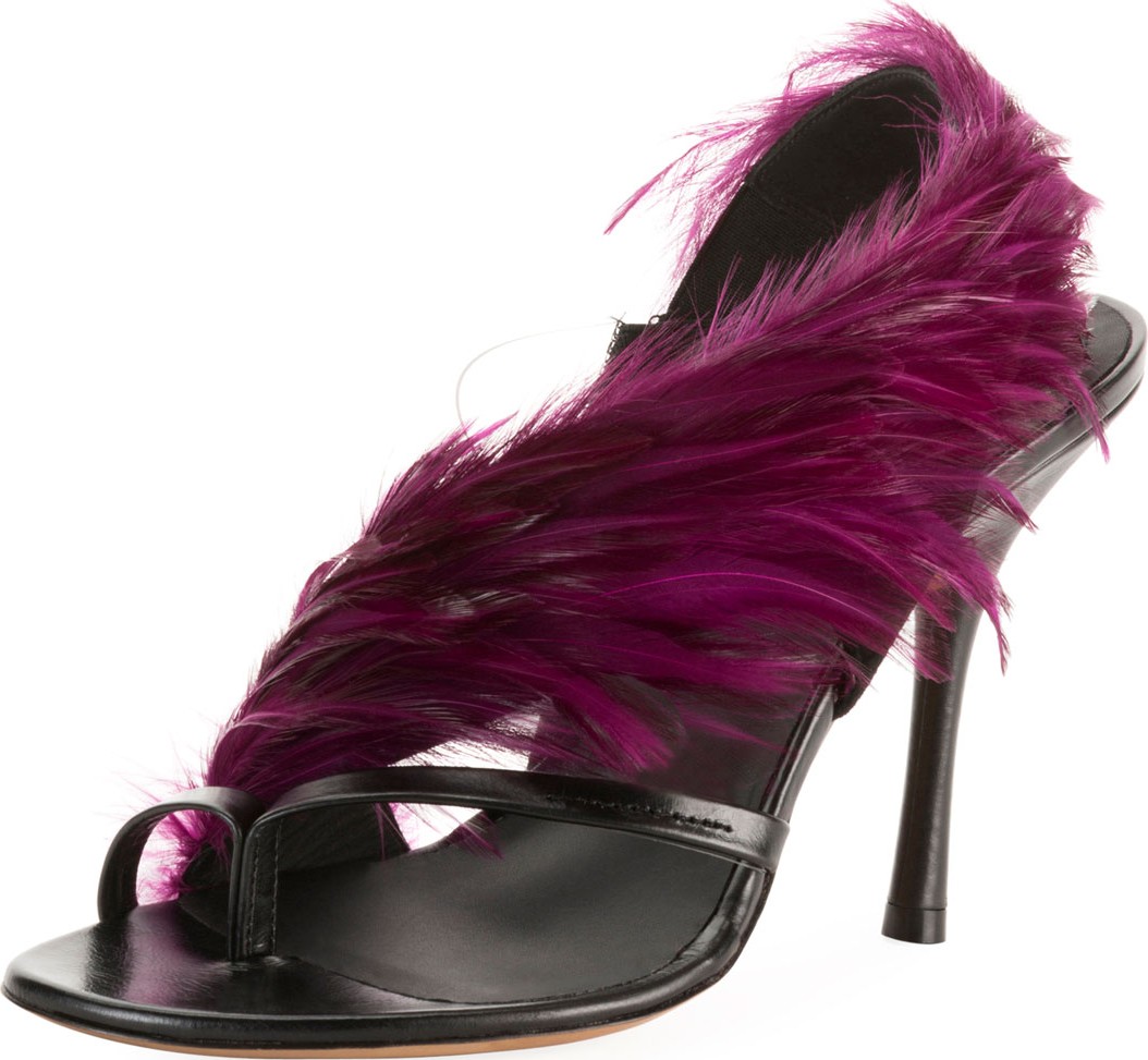 Dries Van Noten Feathered Asymmetric Sandals