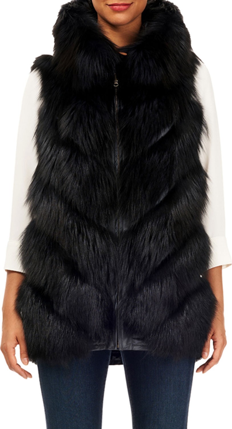 Gorski Reversible Fox-Fur & Quilted Down Vest
