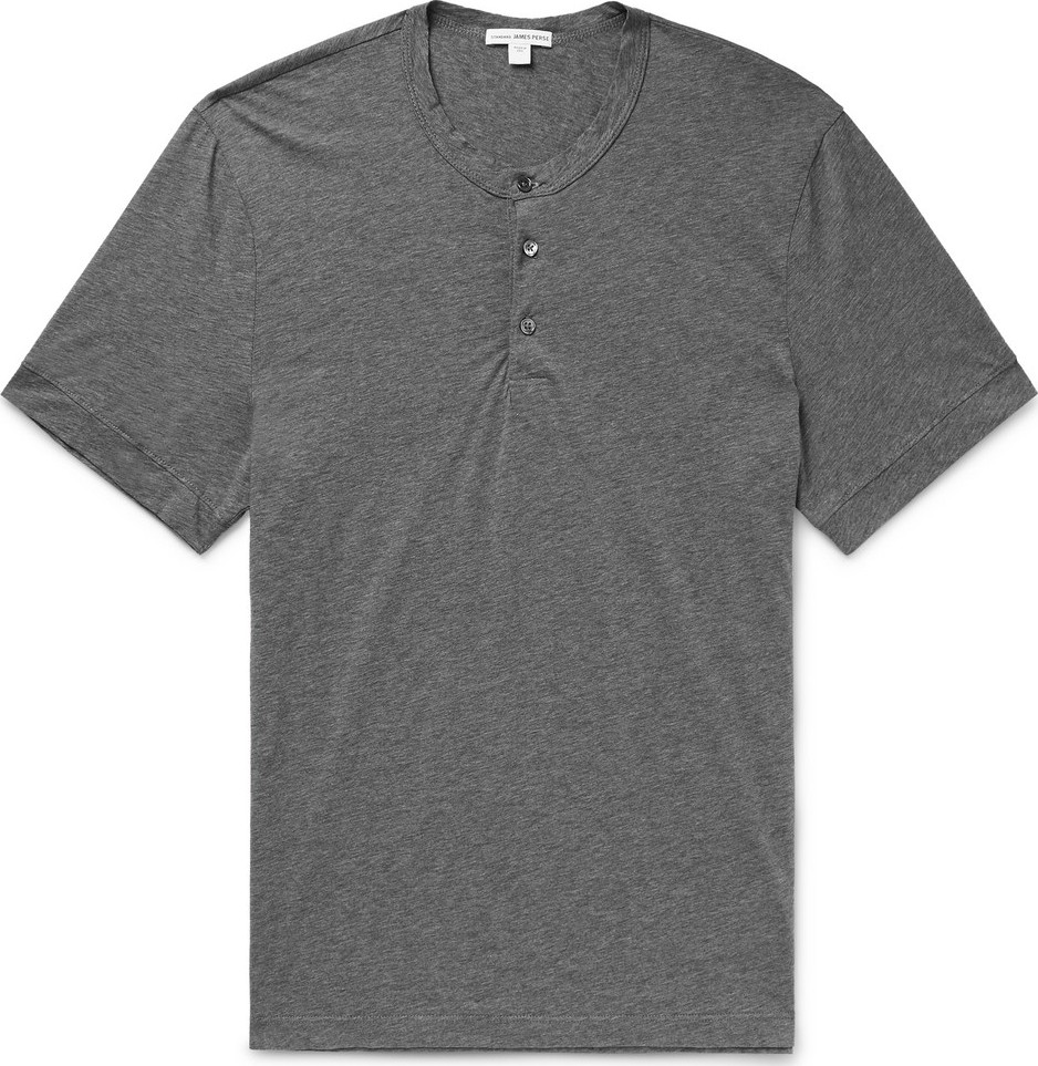 James Perse Mélange Cotton and Cashmere-Blend Henley T-Shirt