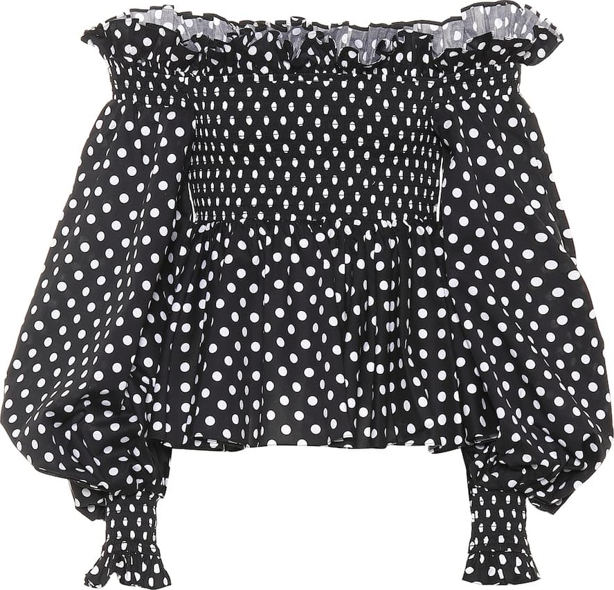 Caroline Constas Kora polka-dot off-the-shoulder top
