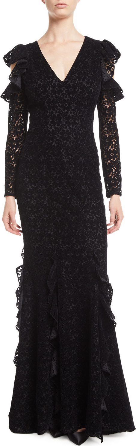 ZAC Zac Posen Carola Lace Gown w/ Cold Shoulders
