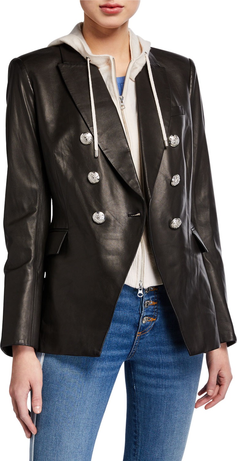 Veronica Beard Miller Leather Dickey Jacket