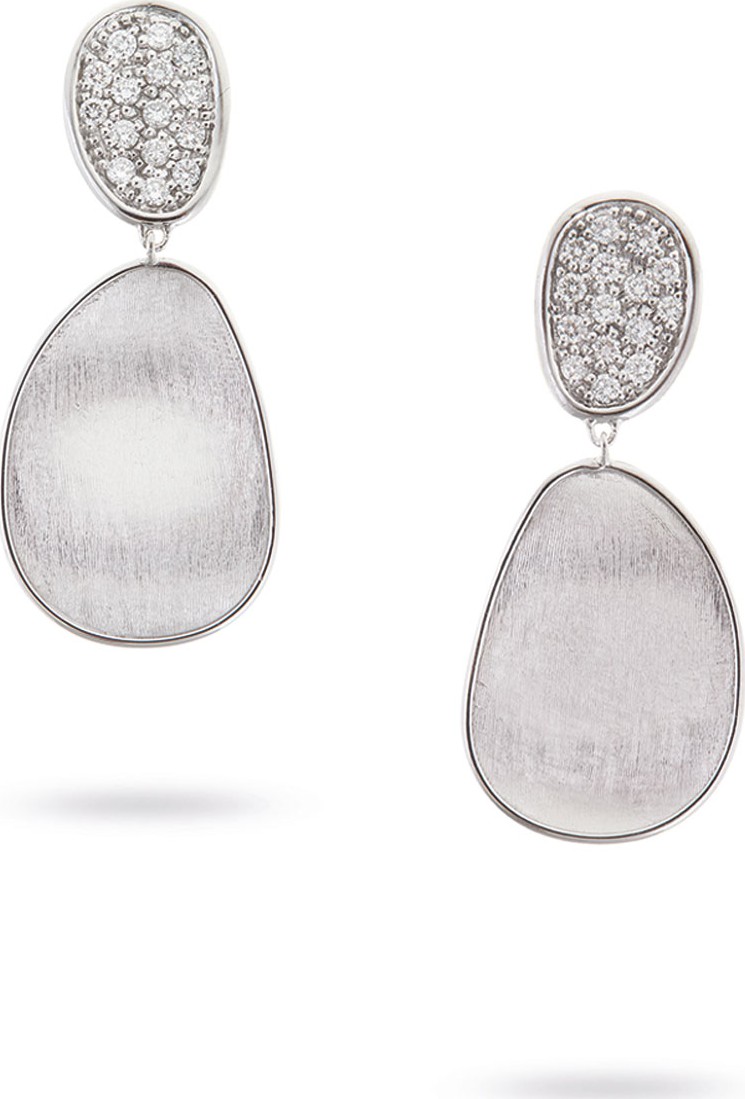 Marco Bicego Lunaria Double-Drop Diamond Earrings in 18K White Gold
