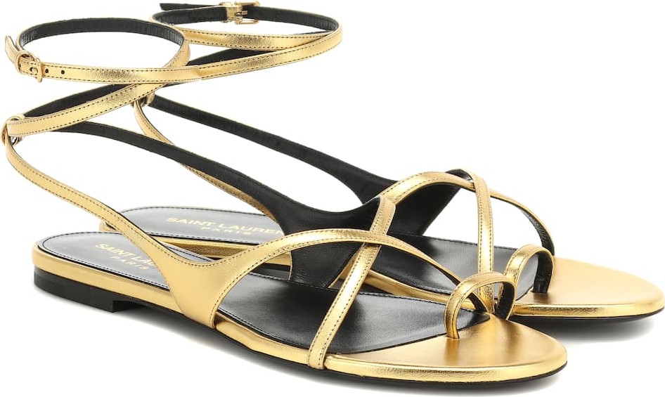 Saint Laurent Gia metallic leather sandals