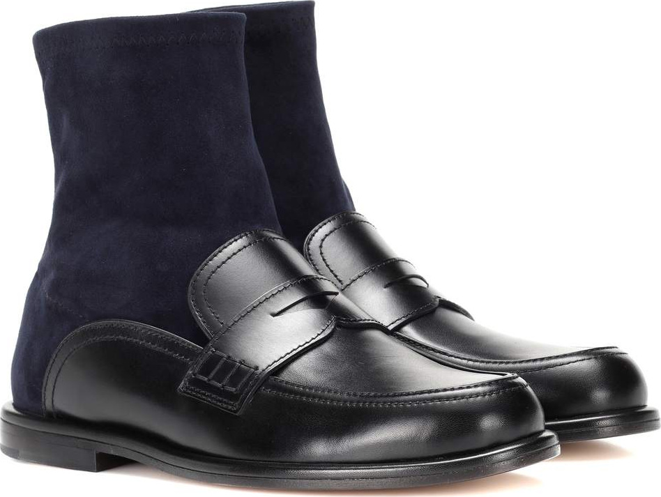 LOEWE Leather and suede sock boots