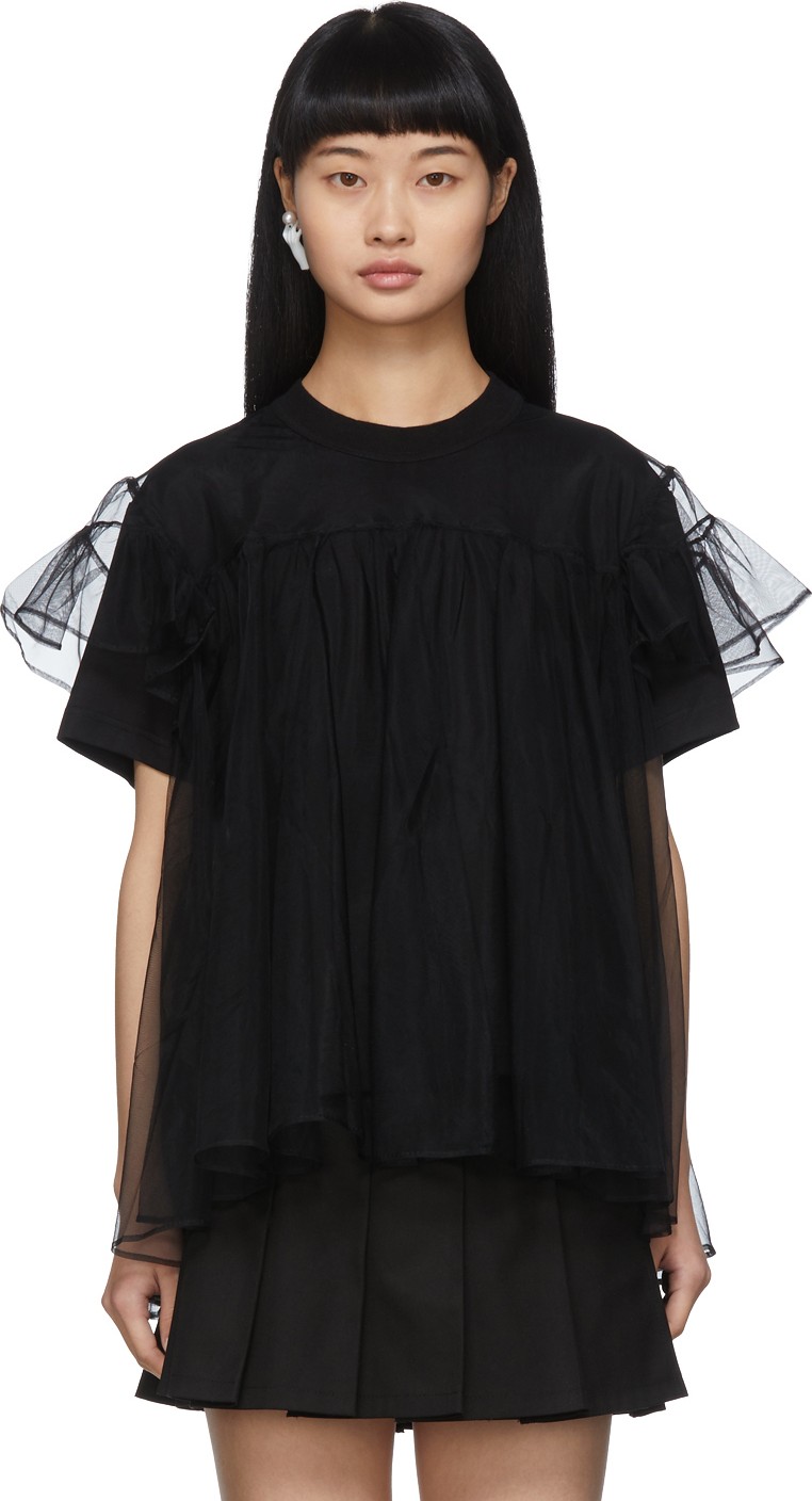 Shushu/Tong SSENSE Exclusive Black Tulle Overlay T-Shirt