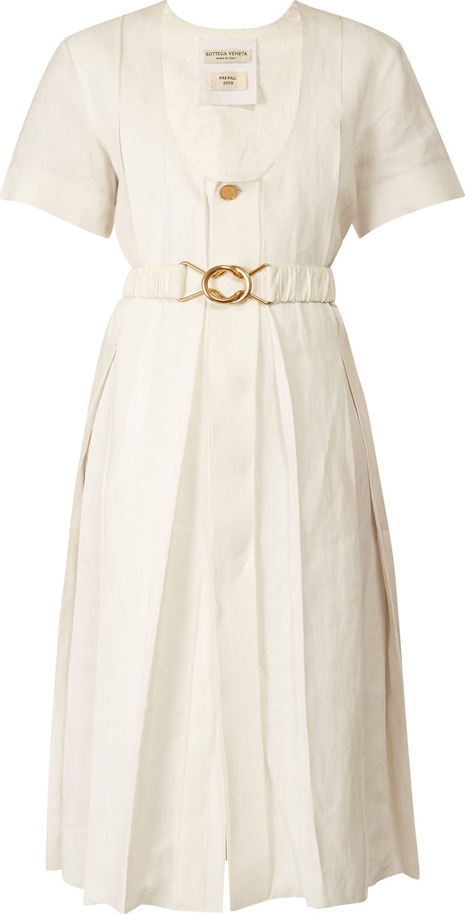 Bottega Veneta Belted pleated midi dress