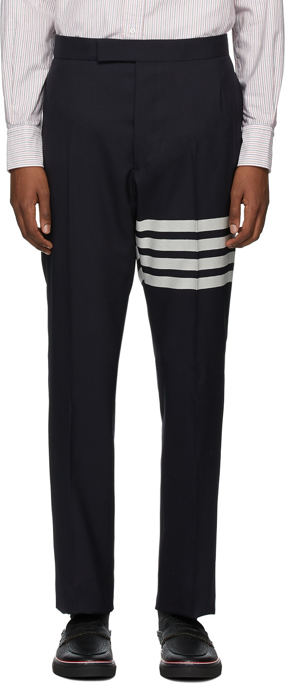 Thom Browne Navy 4-Bar Backstrap Trousers